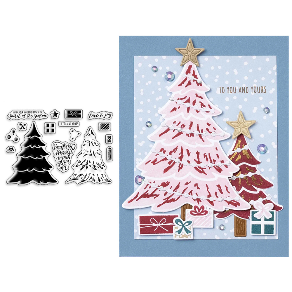 H563RCY Kwan Crafts 4 Sheets Different Style Christmas Tree Santa Clear  Stamps for Card Making Decoration and DIY Scrapbooking