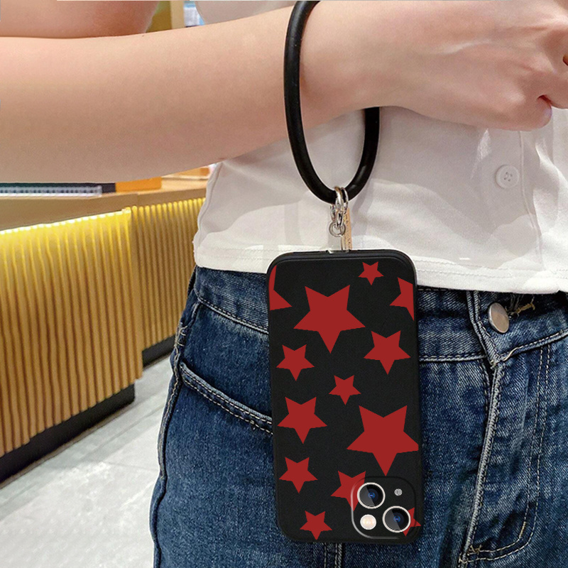 

Lanyard Silicone Case Red Star Graphic Phone Case For Iphone 11 14 13 12 Pro Max Xr Xs 7 8 6 Plus Mini Pattern Luxury Matte Silicone Original Shockproof Camera Lens Soft Cover