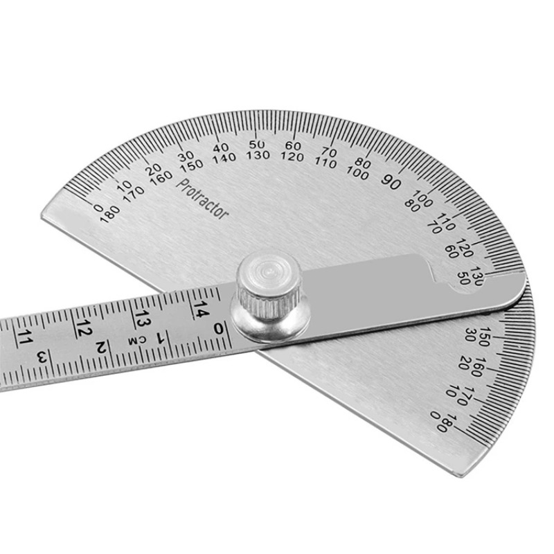 Stainless Steel Round Head 180 degree Protractor Angle Finder Rotary  Measuring Ruler Machinist Tool 10cm Craftsman Ruler