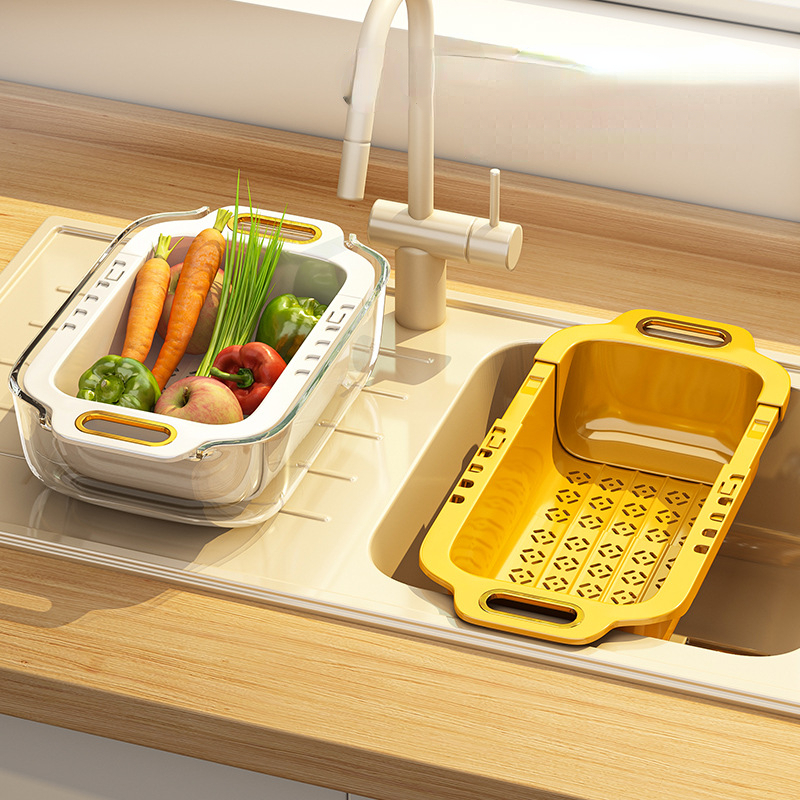 Retractable Drain Rack Kitchen Basket For Vegetables And - Temu