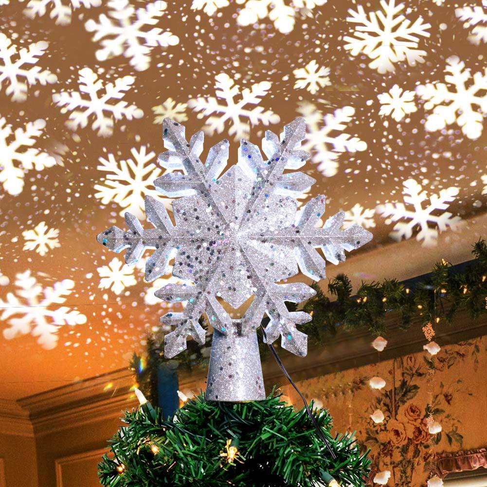 Lighted Christmas Tree Topper Led White Snowflake Tree - Temu