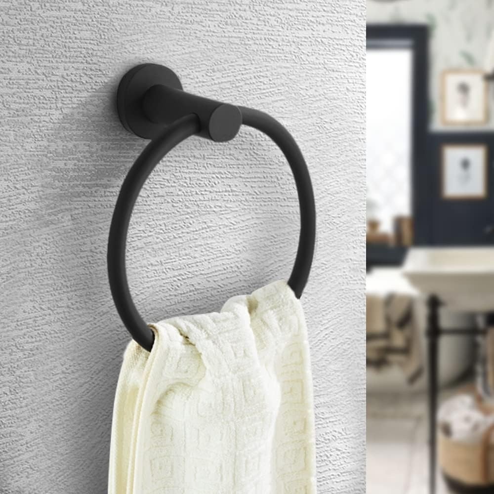  Toallero de baño, juego de accesorios de baño de 6 piezas de  acero inoxidable para toallas de baño, montaje en pared (negro mate) :  Herramientas y Mejoras del Hogar