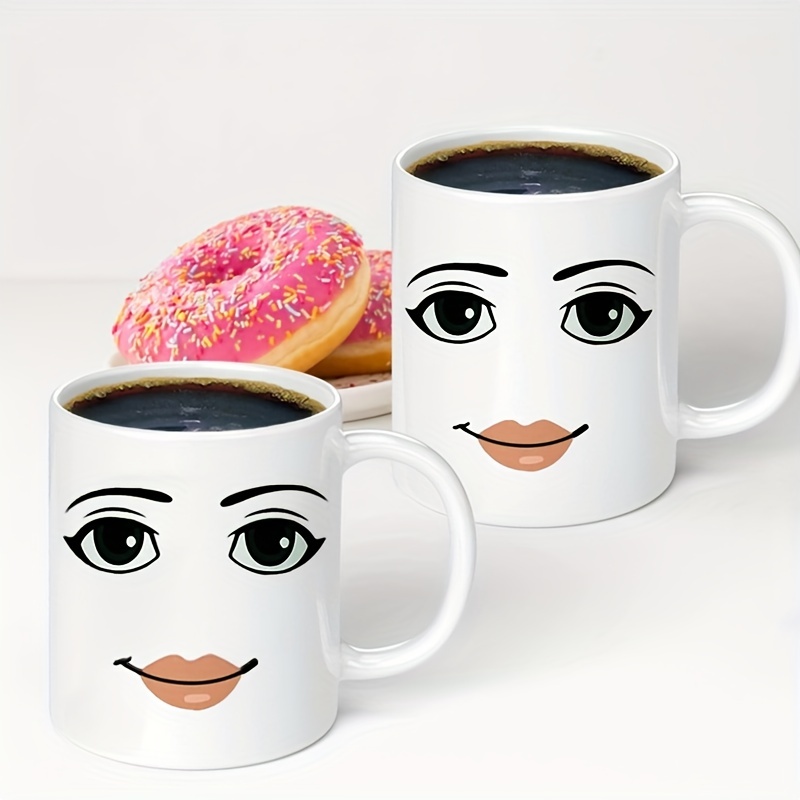 Roblox Man Face and Woman Face Ceramic Mug 11oz double Sided 