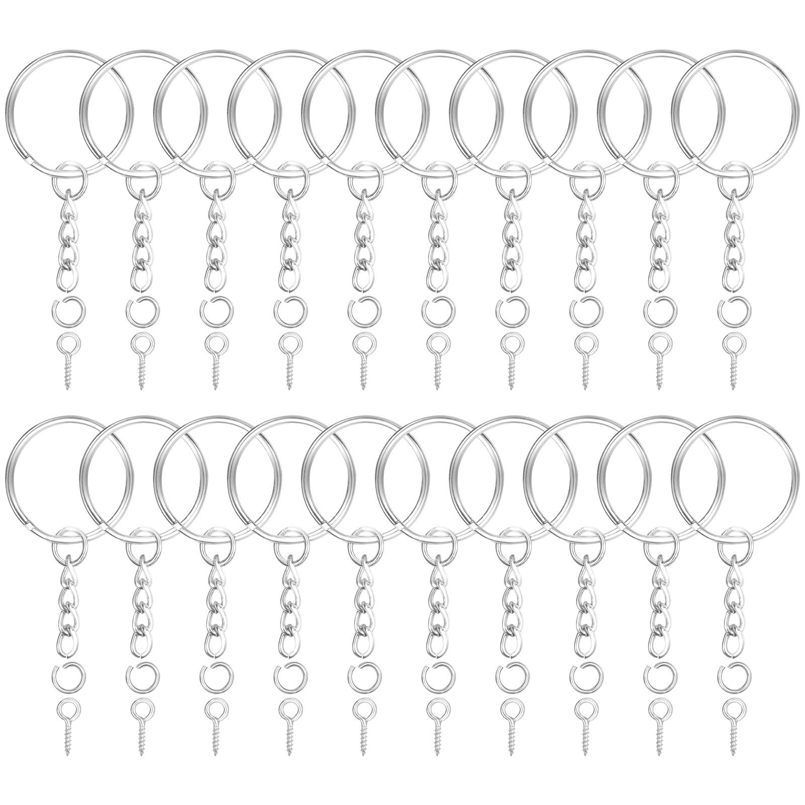 110pcs Keychain Open Jump Rings Eye Pins Jewelry Making Supplies Kit + Epoxy  Resin Keychain Pendant Diy