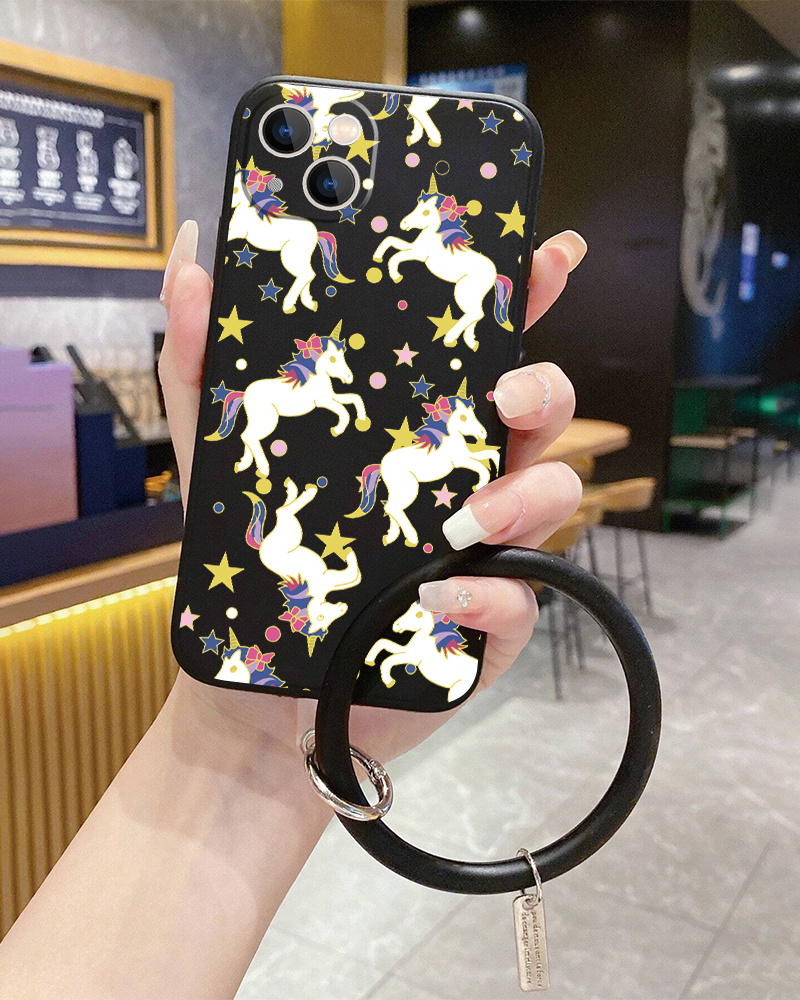 Lanyard Silicone Case Golden White Horse Graphic Phone Case For Iphone 11 14  13 12 Pro Max Xr Xs 7 8 6 Plus Mini Czq Pattern Luxury Matte Silicone  Original Shockproof Camera Lens Protector Soft Cover - Temu