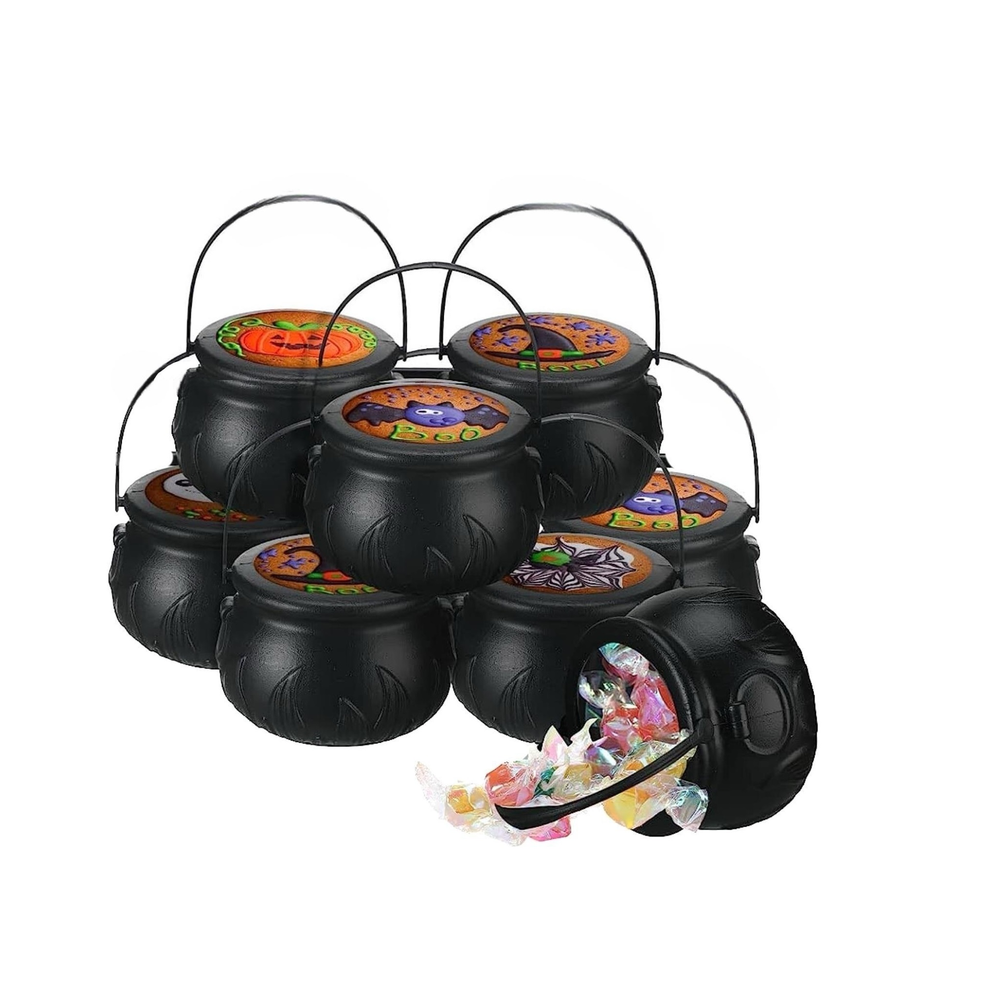 Halloween Decor - Halloween Party Decorations - Set of 3 Witches Cauldron  Serving Bowls on Rack - Black Plastic Hocus Pocus Candy Bucket Cauldron for  Indoor Outdoor Home Kitchen Decoration