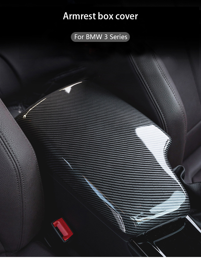 1pc Carbon Fiber Center Console Armrest Storage Box Protection Cover Trim  For BMW 3/4 Series F30 F31 F32 F33 F34 F36 320i 325i 330i 3GT 2013-2019 LHD