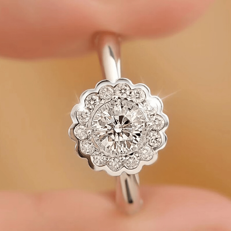 Simple Style Daisy Flower Ring For Women Promise Romantic Engagement