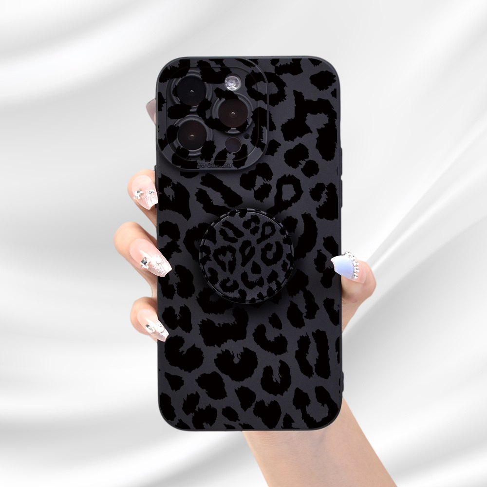 

Phone Case With Leopard Print-black Graphic Anti-fall Full Body Protection Shockproof For Iphone 14 13 12 11 Pro Max Xs Max X Xr Gift For Birthday, Halloween, Christmas