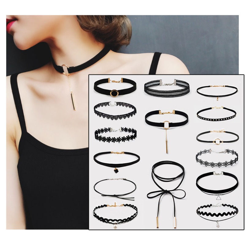 Black Or White Multilayer Choker Necklaces Exaggerated - Temu