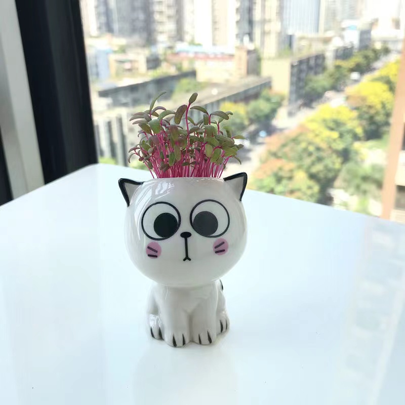 kevinsgiftshoppe Ceramic Kitten With Flowers Pot Figurine Home Decor Spring  Decor