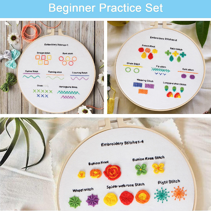 Beginners Embroidery Stitch Practice Kit Embroidery Kit - Temu