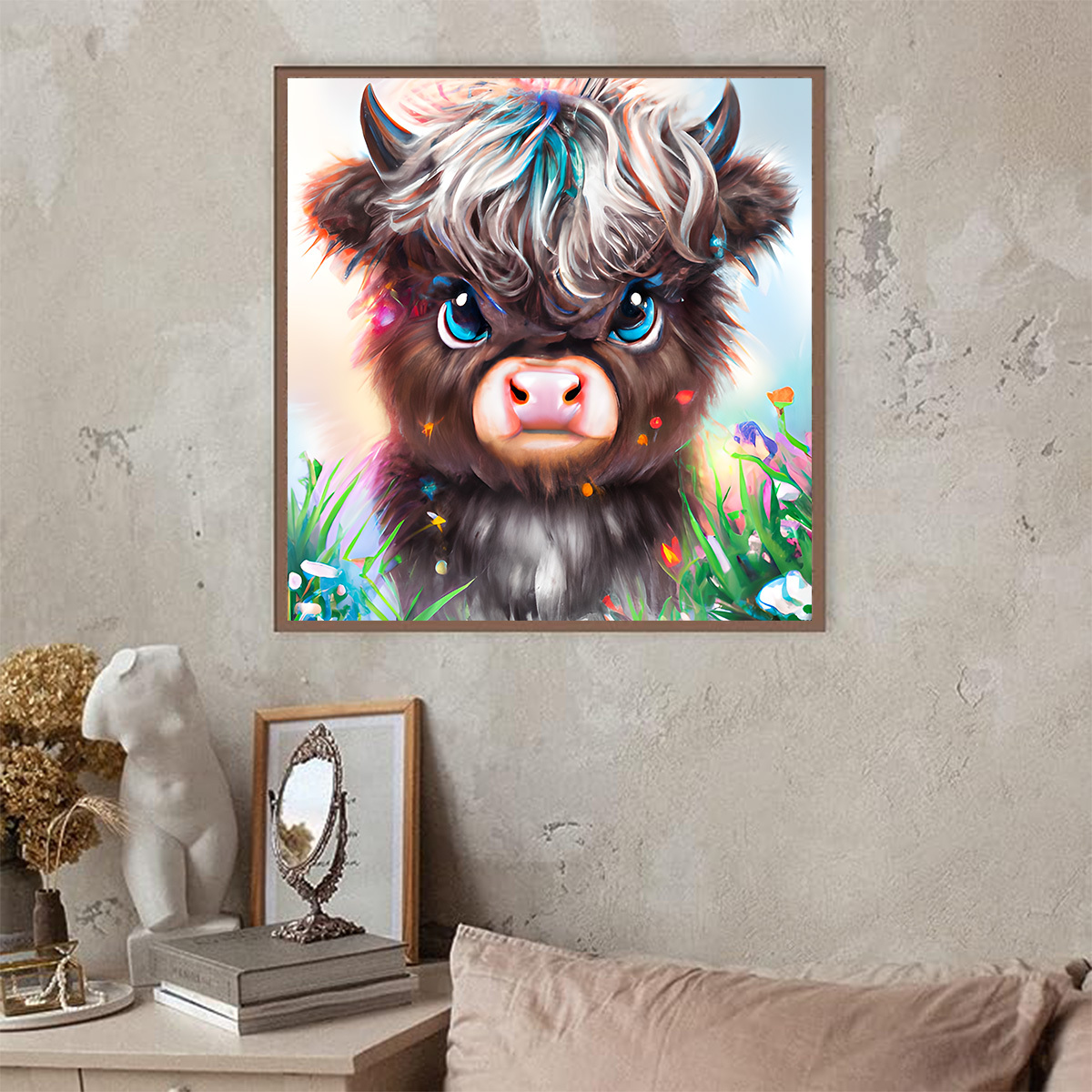  bleihum Highland Cow Diamond Art for Adults-Highland Cow  Diamond Art Kits for Adults,5D Gem Painting for Adults,Full Drill Paint by  Diamonds,DIY Gem Art for Home Wall Decor Gifts(14 * 14inch) 