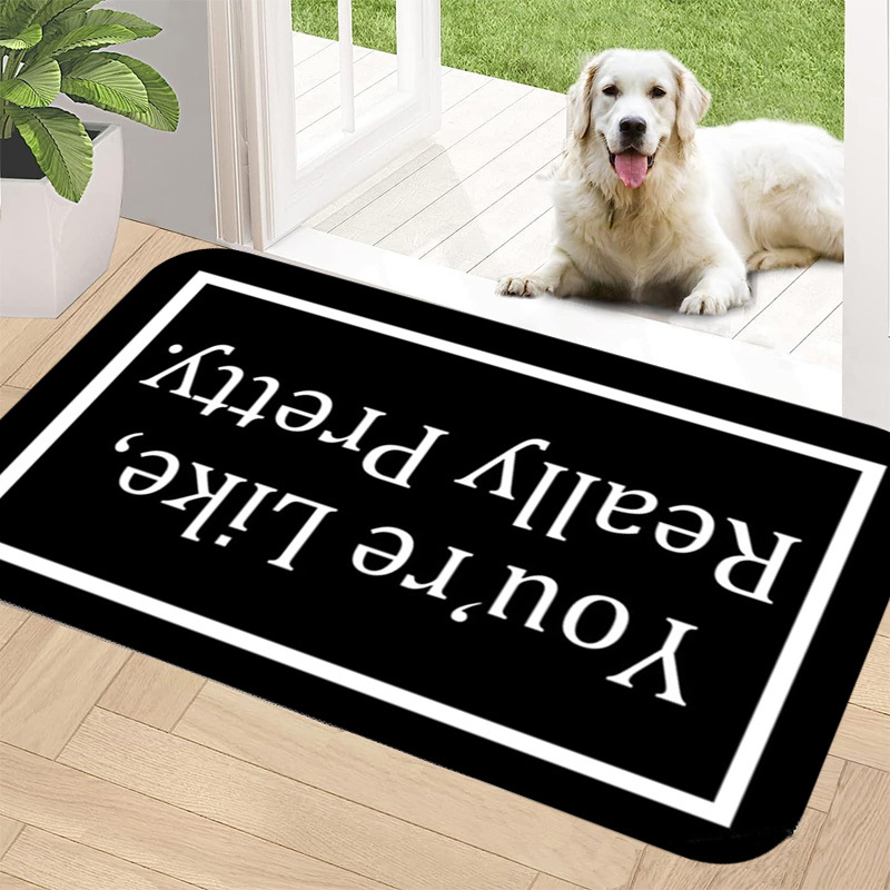 Funny Entrance Dog Door Mat Floor Mats Rug Flannel Non-slip