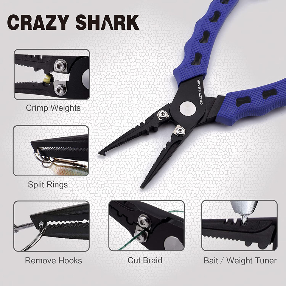 Crazy Shark Stainless Steel Fishing Pliers Line Hook - Temu
