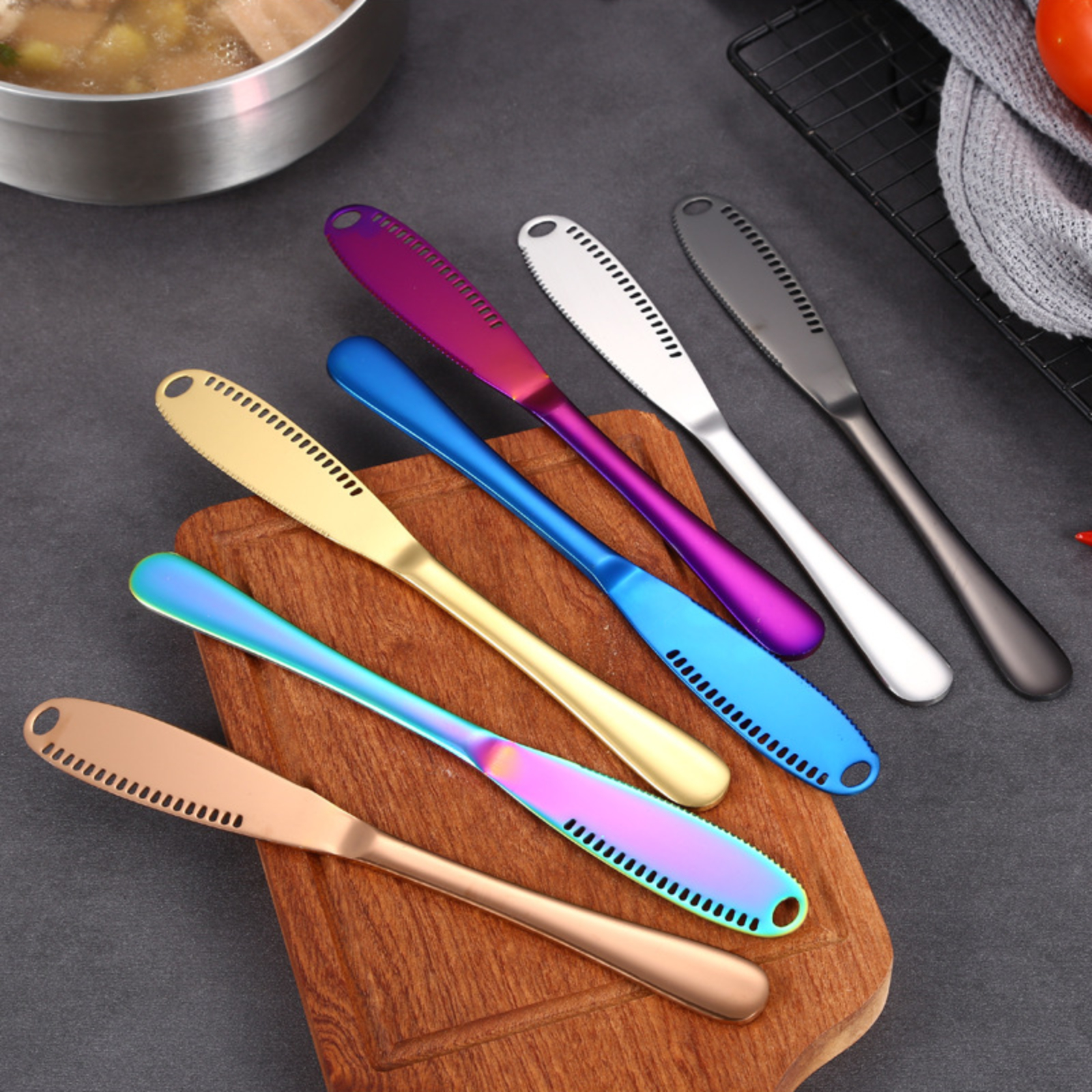 4Pcs Butter Knife Spreader Jam Spreading Knives Small Wooden Handle  Stainless Steel Knife Set Kitchen Cutlery Knife for Kids