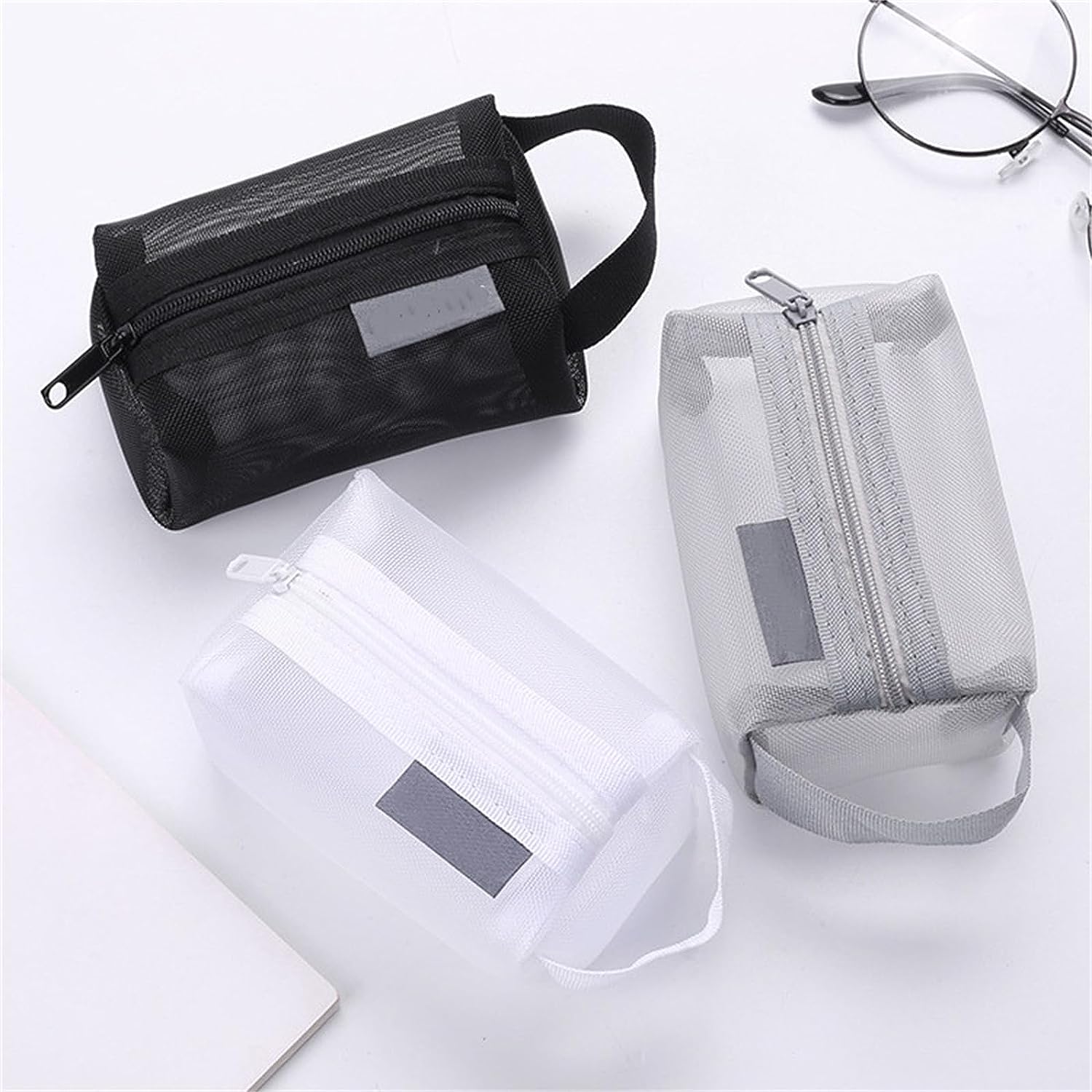 3 PCS Mesh Makeup Bags Storage Pocket Mesh Cosmetic Bag Portable Travel  Organizing Zipper Pouch Toiletries Makeup Pouches For Home Office Travel