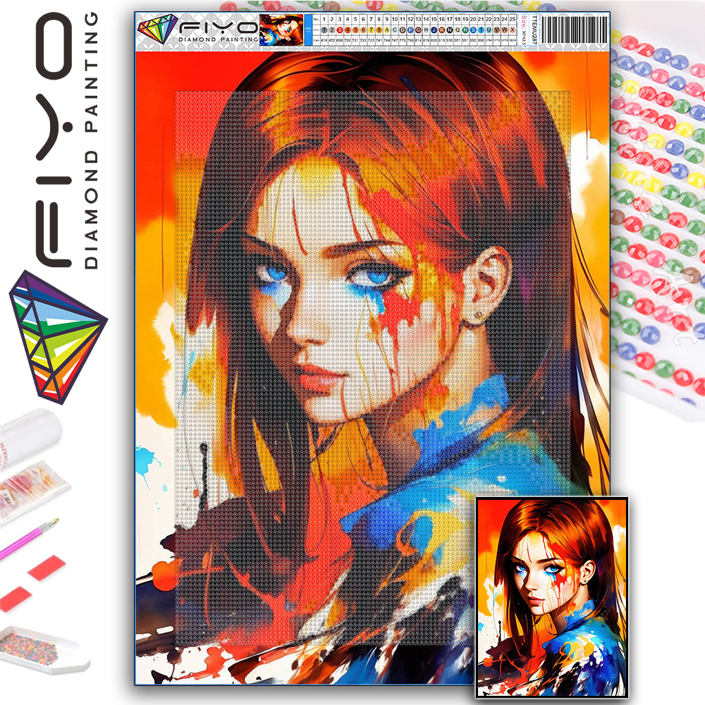 FIYO Diamond Painting Kits For Adults, 5D Artificial Diamond Painted Girl  Art Kits, Full Drill Diamond Painting, Gem Arts And Crafts For Beginner Kid