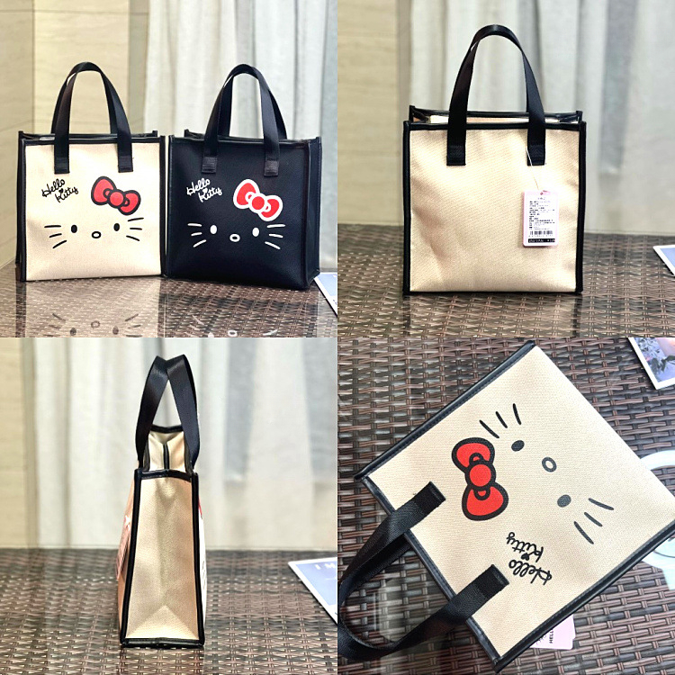 Cute Hello Kitty Print Handbag, Canvas Handle Bag With Zipper, Perfect  Women Work Snack Bag - Temu