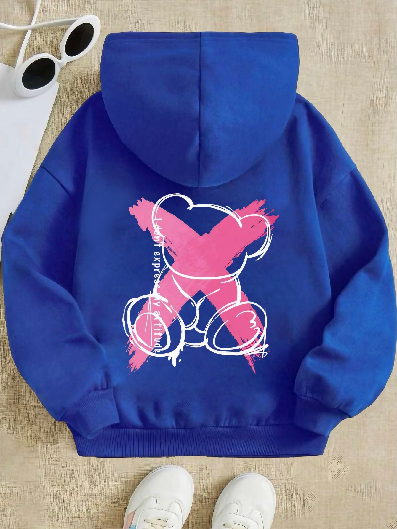 X Bear Pattern Print Kids Girls Hoodie Back Graphic Hooded Temu