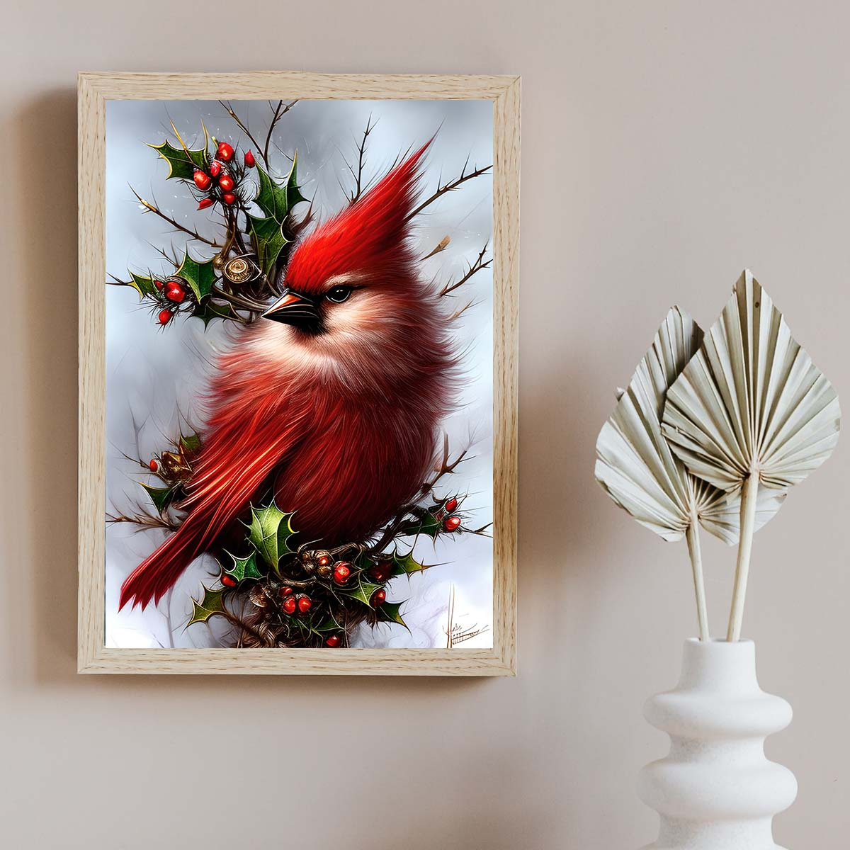 Cardinal Diamond Painting Finished Christmas Red Bird Art Canvas