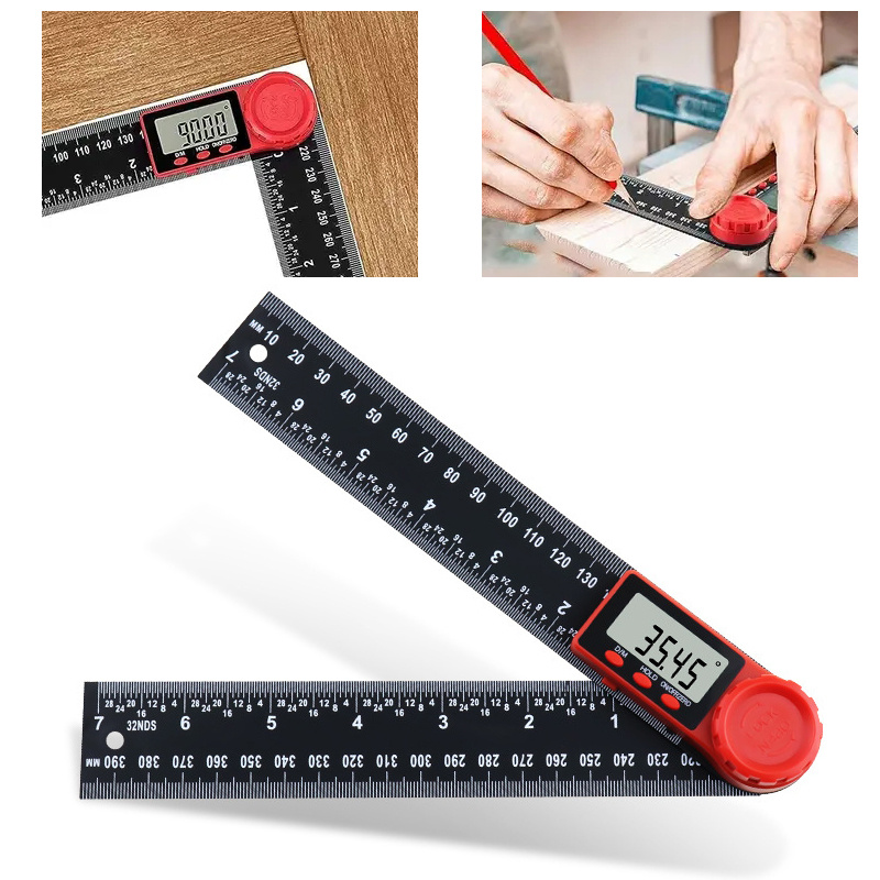 360° Digital Angle Finder Protractor 2-in-1 Angle Measurement Scale Rulers  With Display Screen For Woodworking Without Battery - Temu United Kingdom