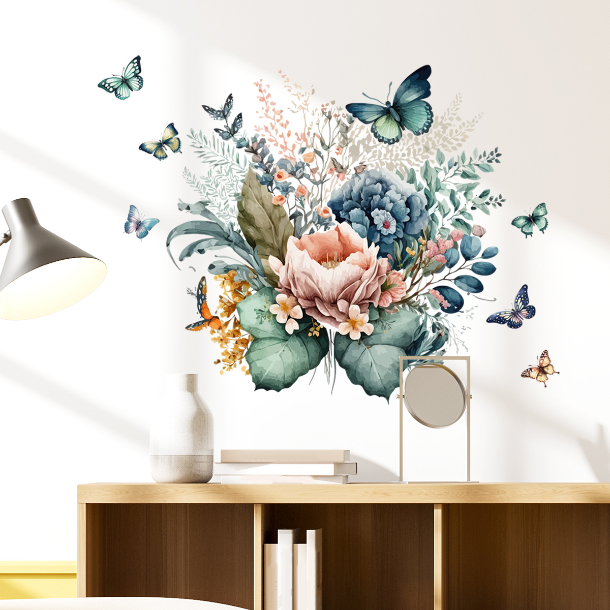 Grands stickers muraux autocollants fleurs papillons sticker mural