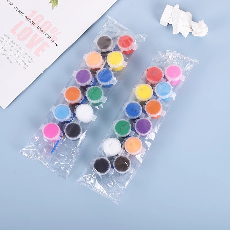 12Pcs Mini Acrylic Paint Set,Washable Paint Set in 8 Colors,5 ml Paint  Strips for Kids & Adults,Filled Paint Sets with 12 Paintbrushes Perfect for