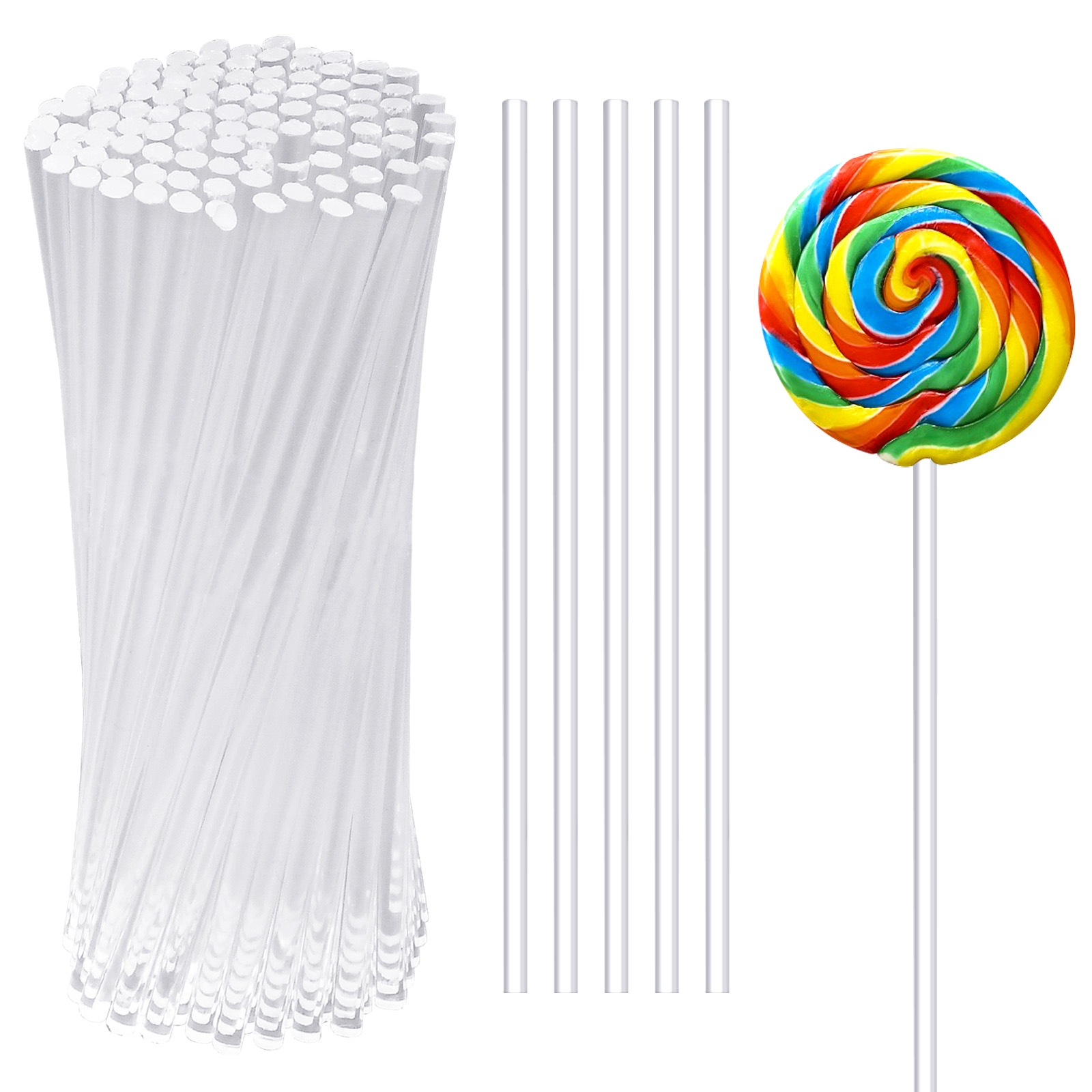 Clearance Sale! 100Pcs Lollipop Sticks 6 Inch Acrylic CandySticks