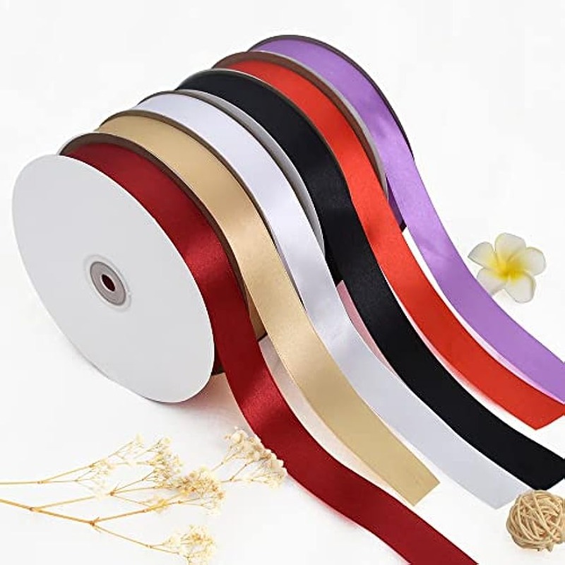 

100yds Golden Satin Ribbon, Thin Solid Colour Satin Ribbon For Gift Wrapping, Hair Bundle Making, Wedding Party Decorations, Sewing Invitations, Bouquets, Christmas Decor