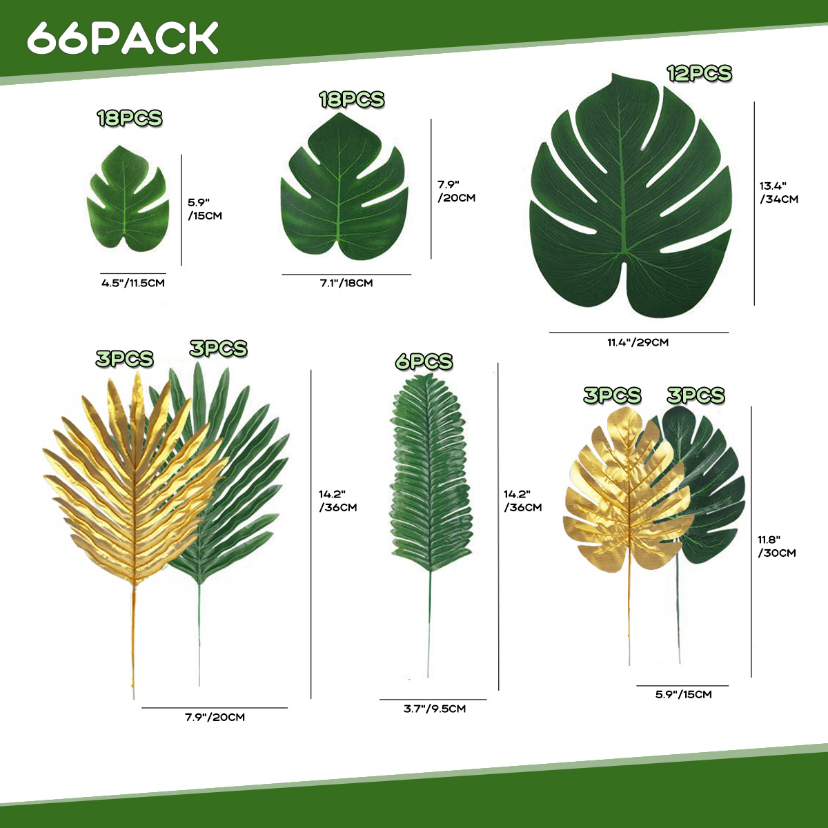 Assorted Artificial Tropical Leaves Vibrant Golden green - Temu