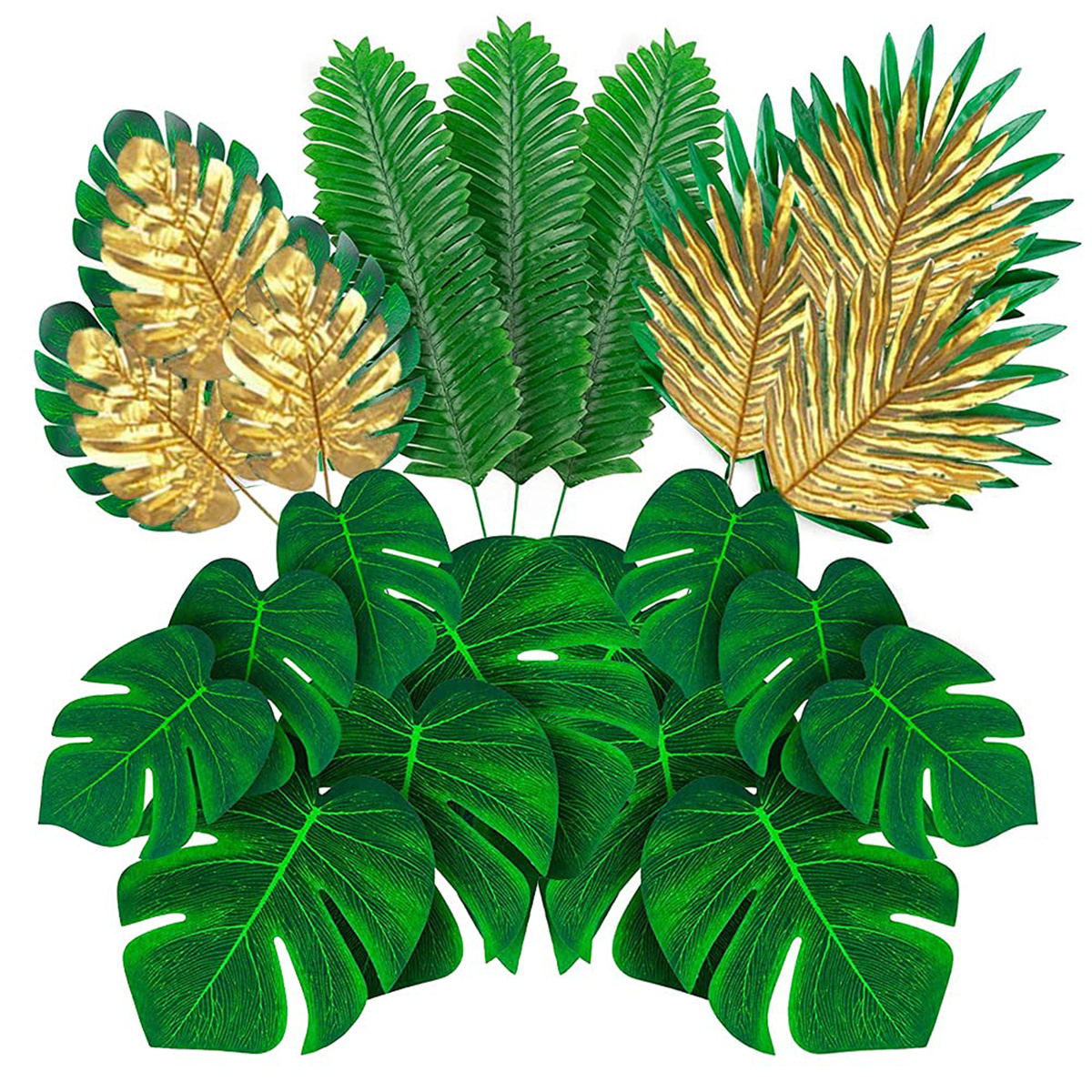 Autrucker Tropical Party Decorations Supplies Tropical Palm Leaves Hibiscus  Flowers for Hawaiian Safari Party Jungle Beach Theme BBQ Birthday Party