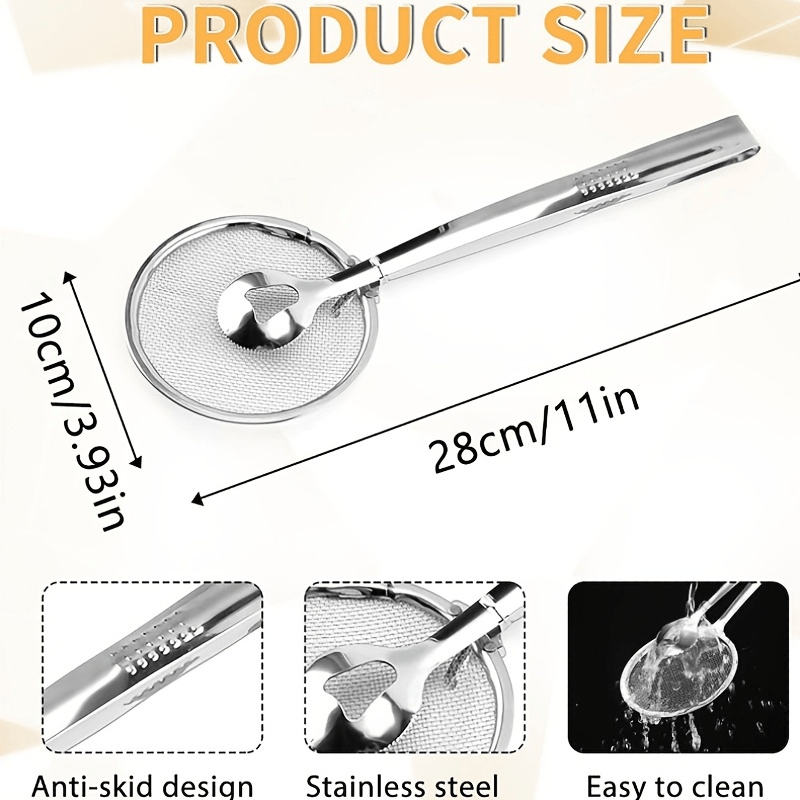 1pc Stainless Steel Kitchen Colander Filter Spoon, Fried Food Oil Spoon,  Drain Food Clip, Fried Chicken Leg Oil Filter Clip Kitchen Stuff Clearance  Kitchen Accessories Baking Supplies Clearance