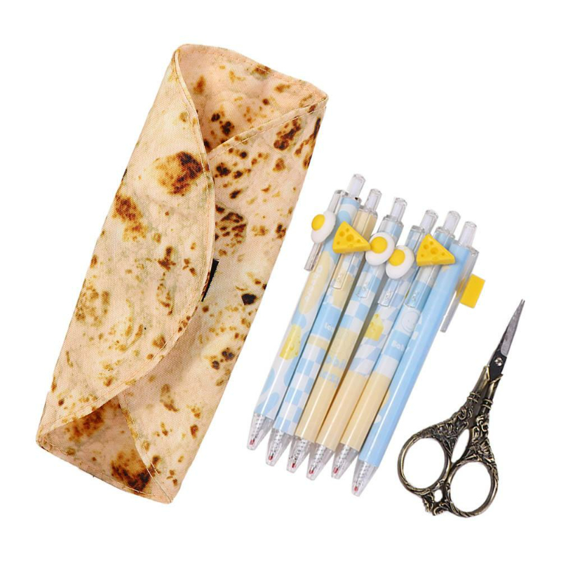 Pancake Pencil Case Stationery Bag Holder Organizer Pen Case Makeup  Organizer Pencil Carrying Case Pancake Shape