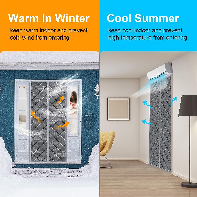 Thermal Magnetic Self-Closing Privacy Door Screen Winter Stop Draft Keep  Cold Out Door Cover for