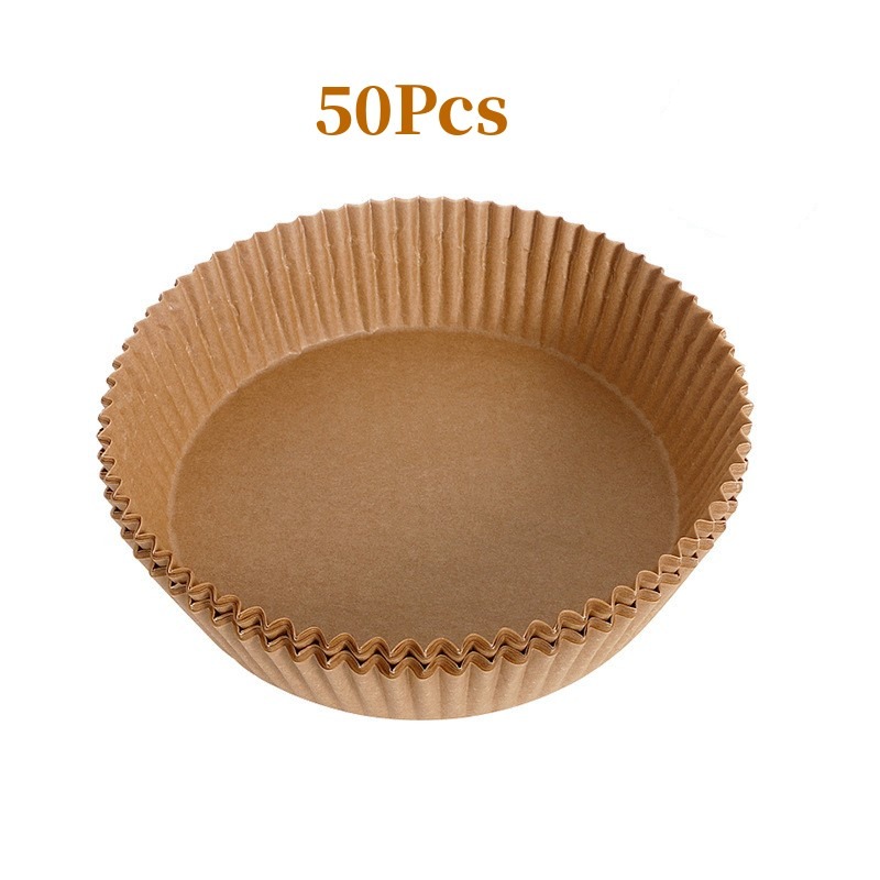 50pcs 20cm Round Air Fryer Parchment Paper Liners, Non-stick Steaming Pads,  Food-grade Baking Oil-absorbing Papers, Circular Cake Tin Liners