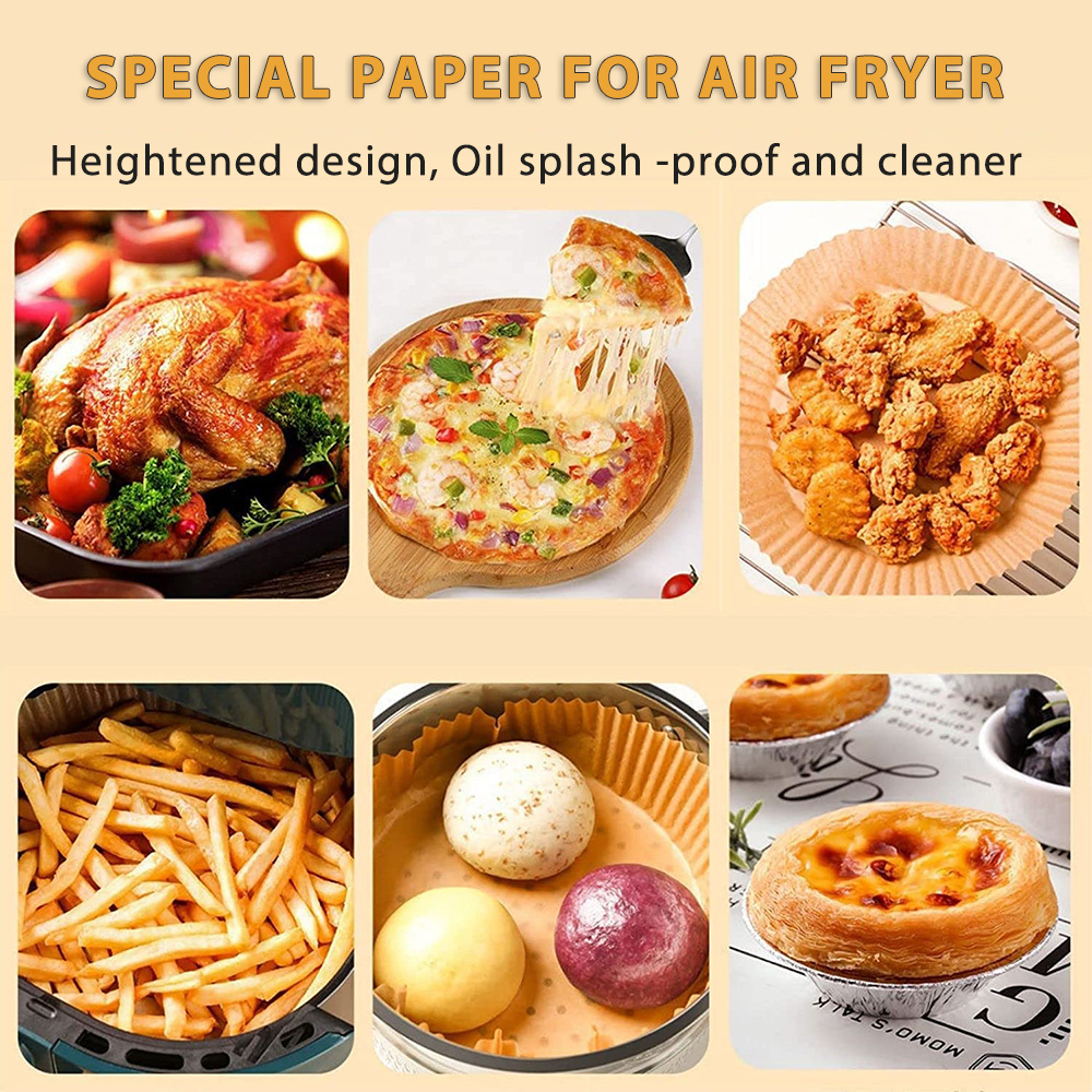 Air Fryer Disposable Paper Liner,Disposable Fryer Paper Pads, Non-Stick Air  Fryer Lined Oil Resistant, Waterproof, Food Grade Baking Paper Baking