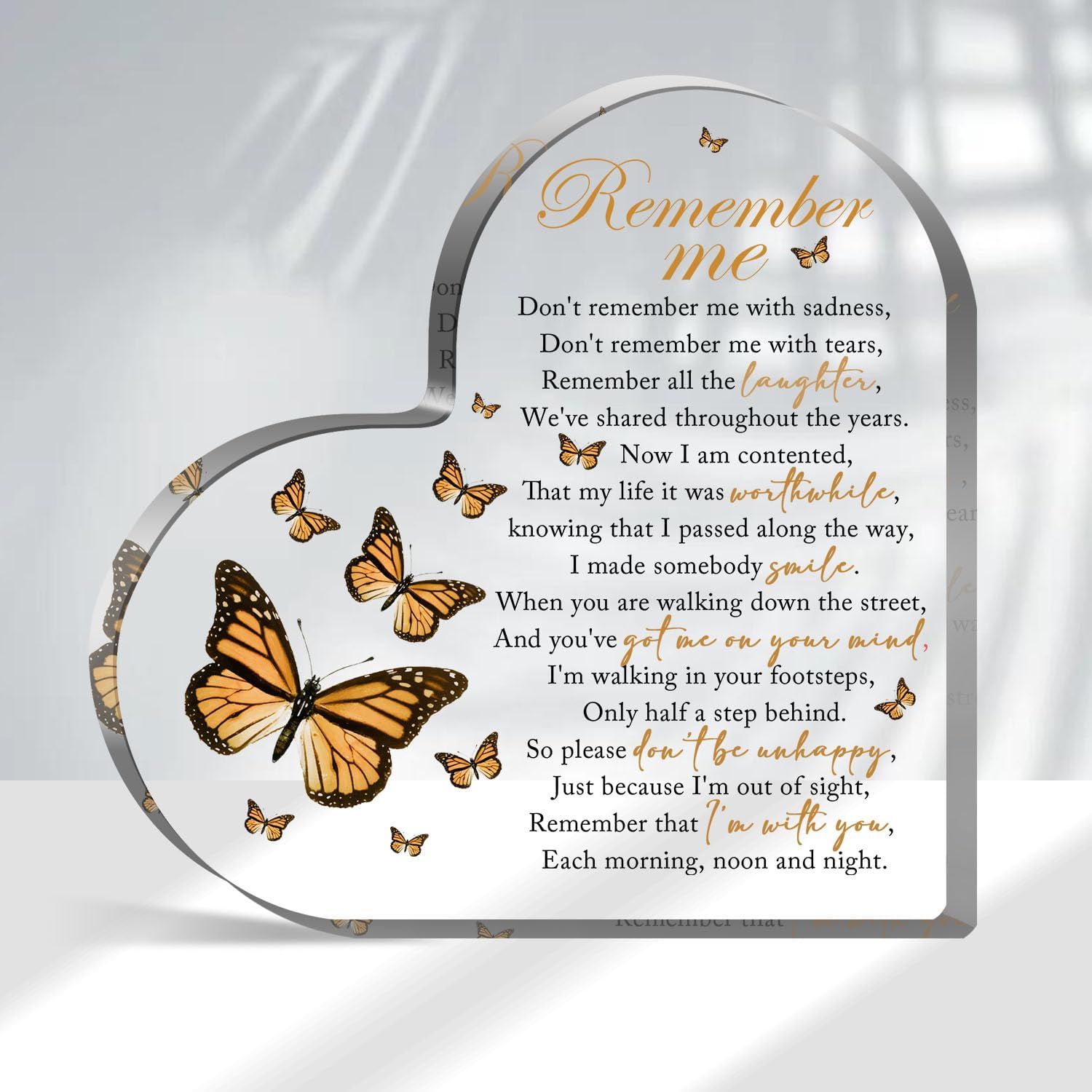 TEMU Acrylic Heart Memorial Paperweight - Sympathy & Condolence Gift For Loss Of One, Bereavement Keepsake For Mother Or Father