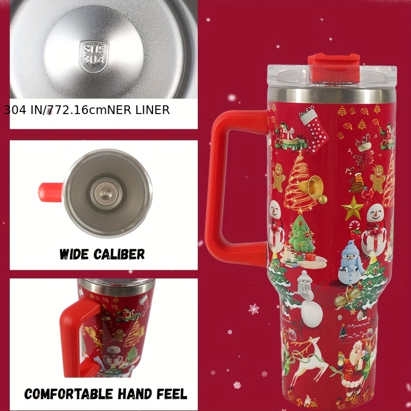 Christmas Pattern Water Bottle Portable Creative Car Tumbler - Temu