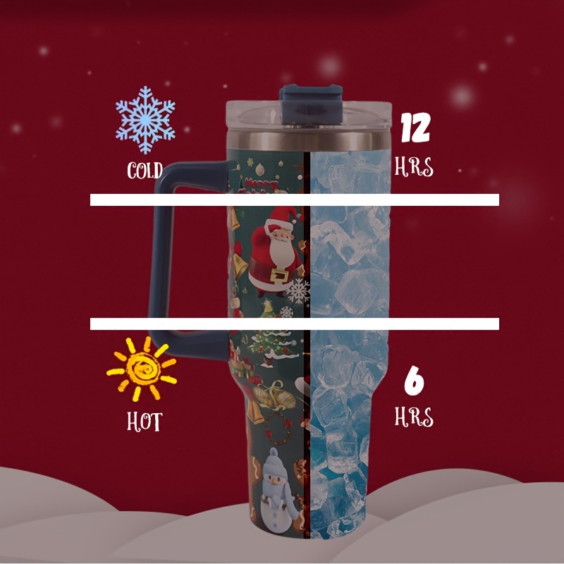 Christmas Pattern Water Bottle Portable Creative Car Tumbler - Temu