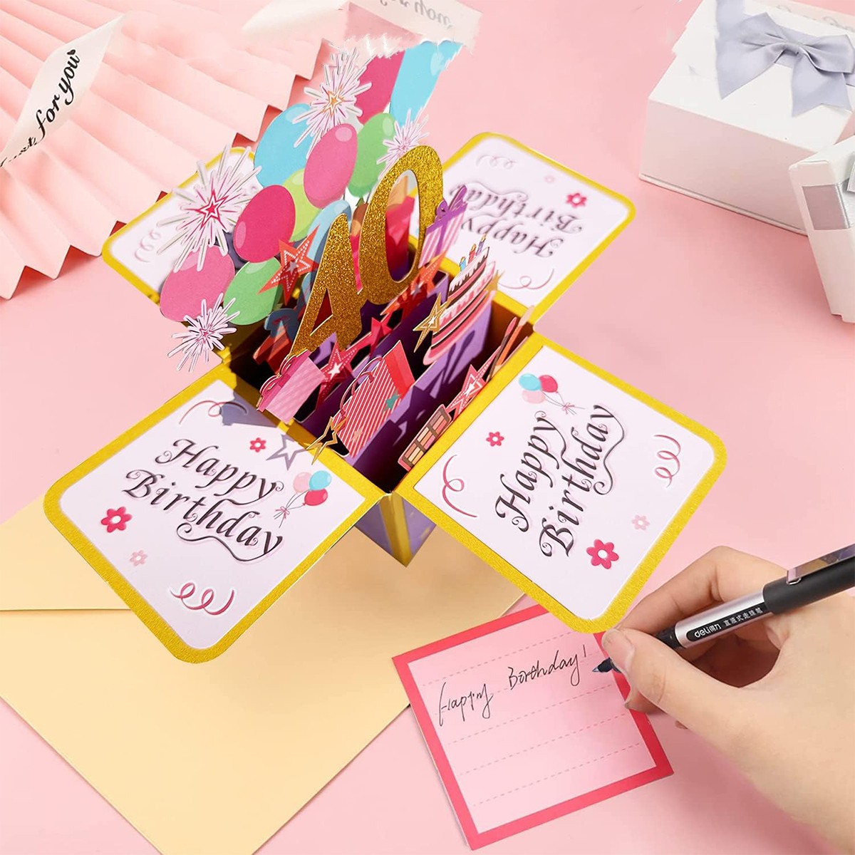 ShenMo Carte d'anniversaire pop-up 3D, carte femme, carte pop-up