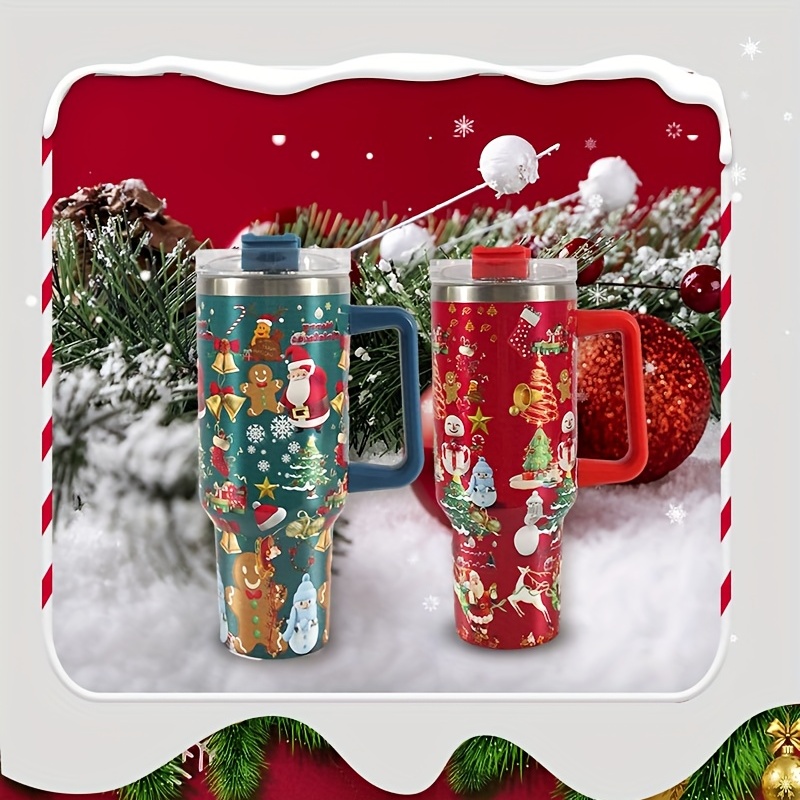 Christmas Pattern Water Bottle Portable Creative Car Tumbler - Temu