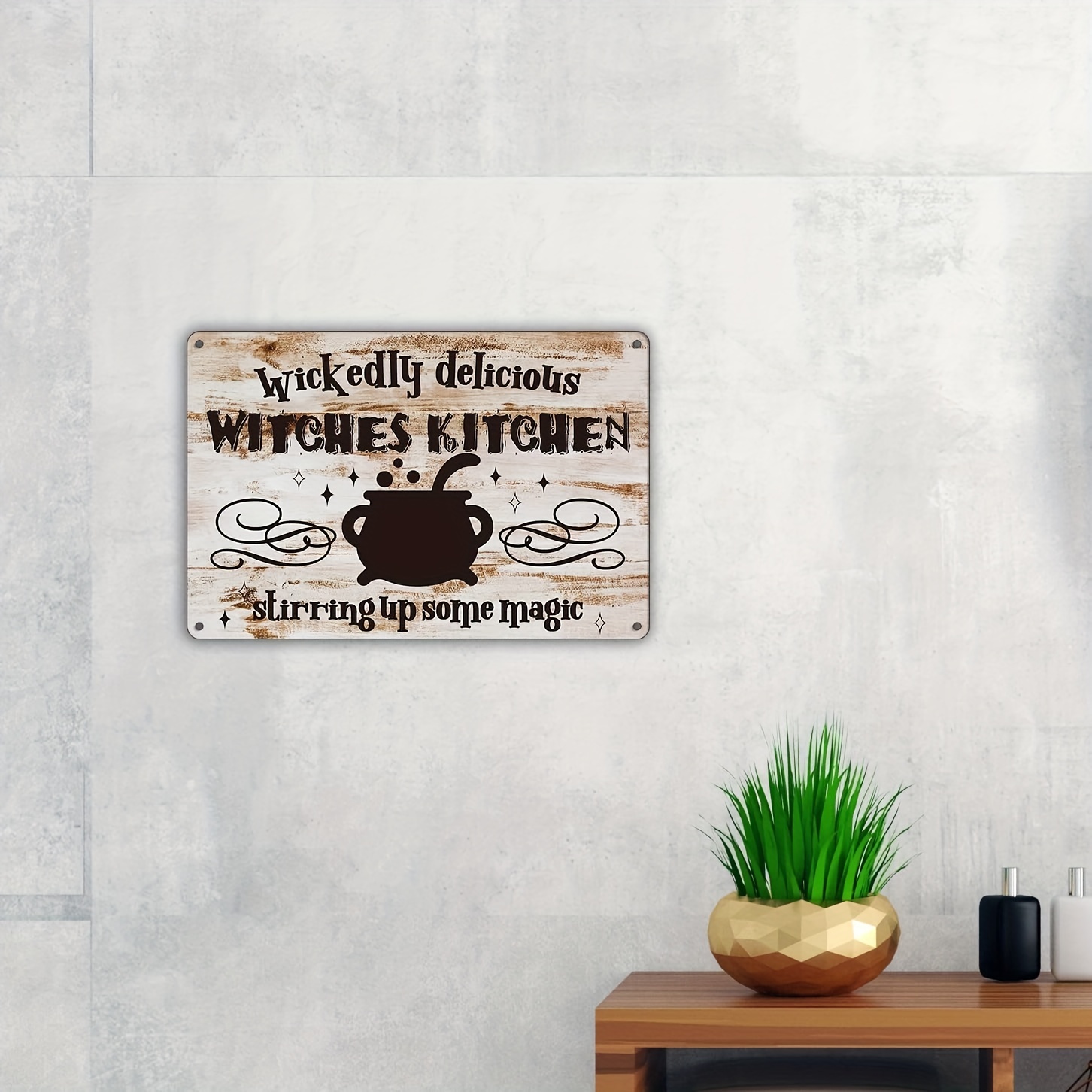 Funny Kitchen Quote Metal Tin Sign Wall Decor, Rustic Wickedly