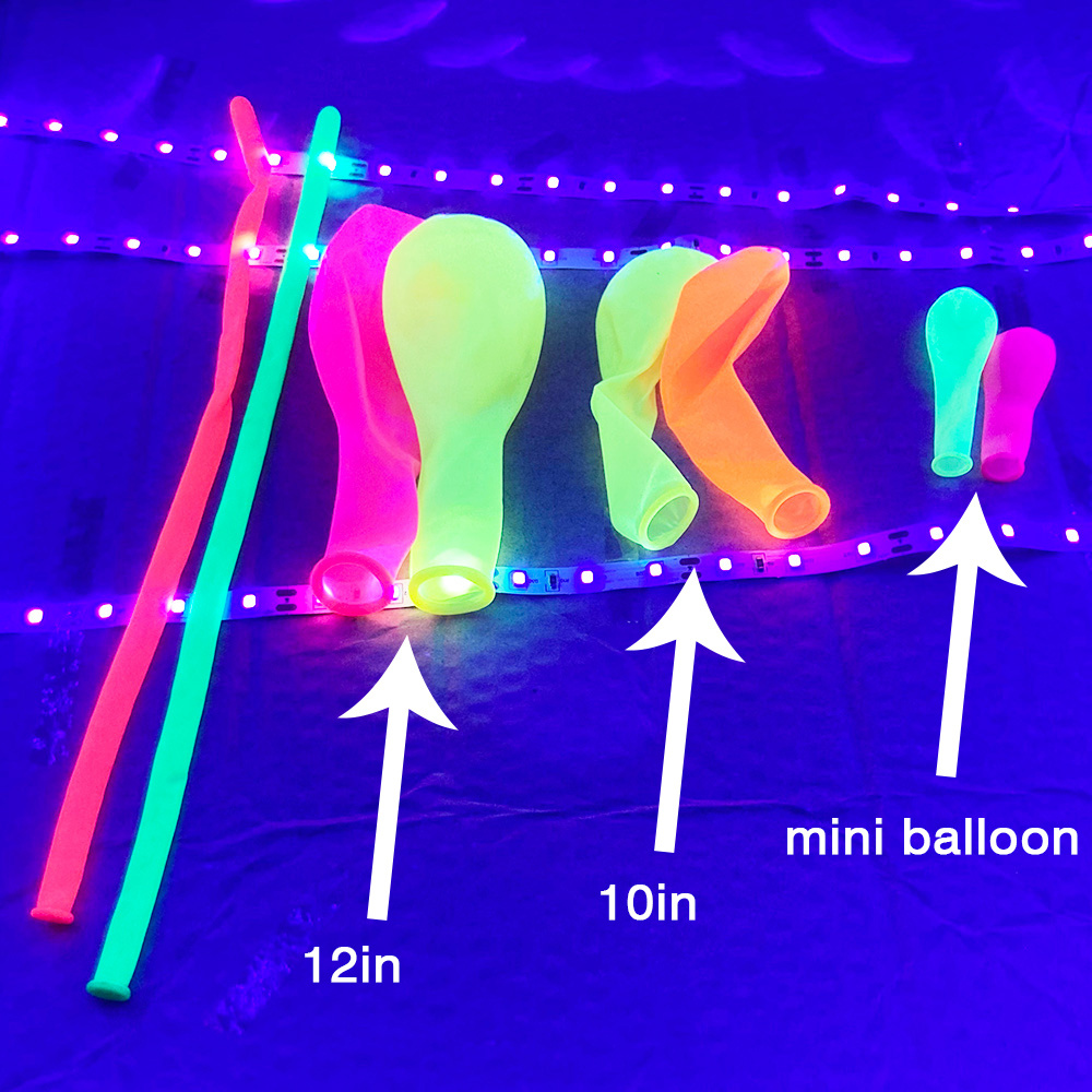 Grossiste 10 Ballons latex 30 cm FLUO NEON UV Coloris néon