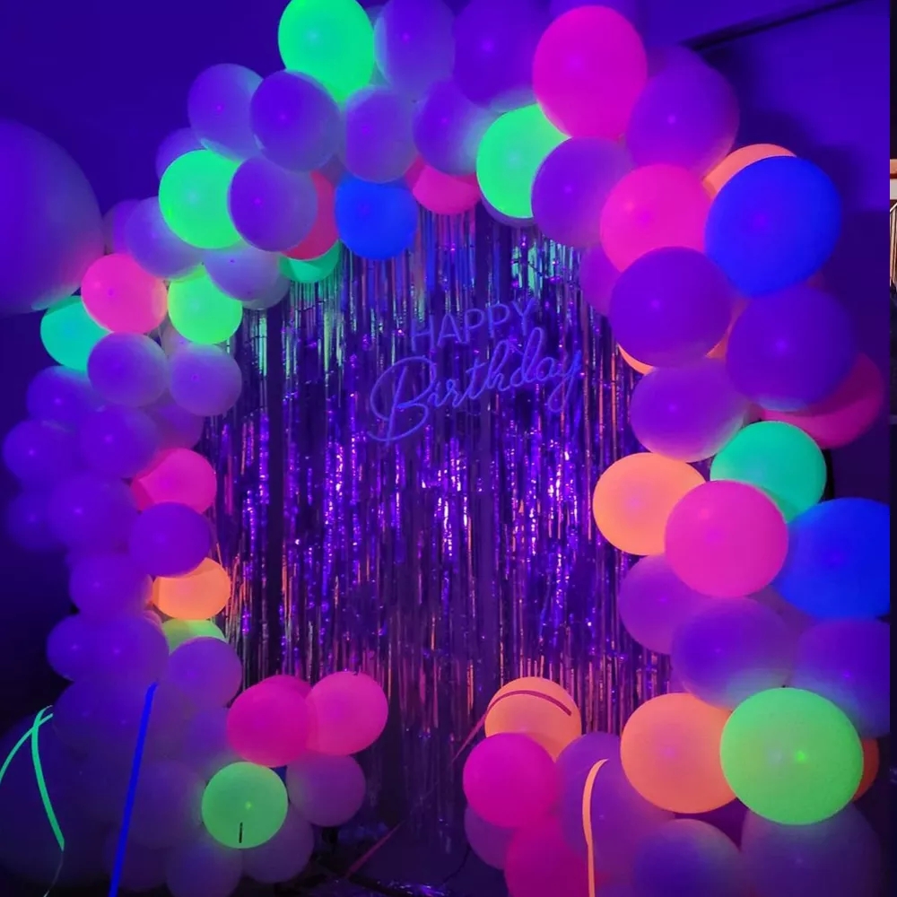 60 Pieces Large UV Neon Balloons 14 Inch Blacklight Glow in the Dark  Balloons 7 Colors Neon Fluorescent Glow Balloons for Blacklight Party  Birthday
