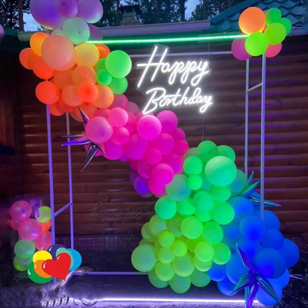 10pcs Transparent Latex Ballons Fluo UV Blacklight Stars Points Noël / Fête  Déco