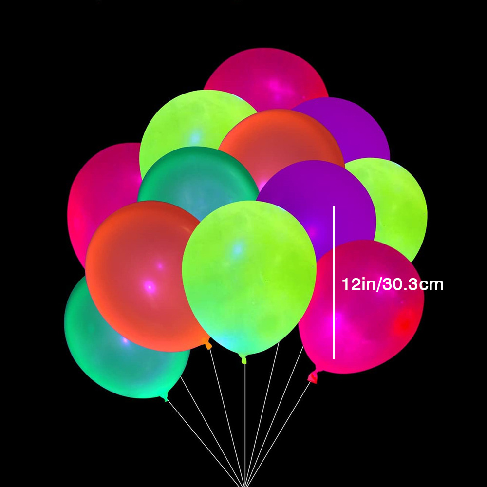 Grossiste 10 Ballons latex 30 cm FLUO NEON UV Coloris néon