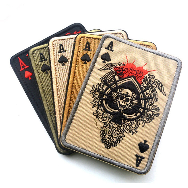 Death Card Poker Ace Of Spades Patches Embroidery Tactical - Temu