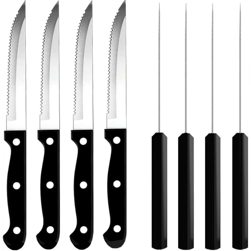 6pcs/set Gold-handle Steak Knives, Stainless Steel Cutlery Set For Home,  Kitchen, Restaurant And Steakhouse