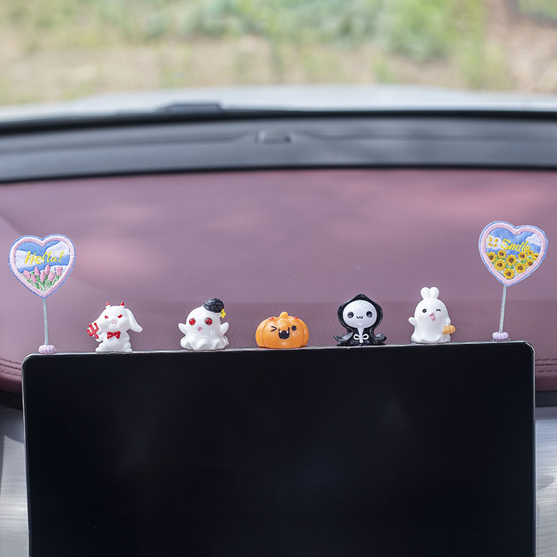 WOTEG Décoration voiture – Décorations tableau bord voiture, mini crâne  debout pour Halloween, décoration tableau bord pour bureau style punk